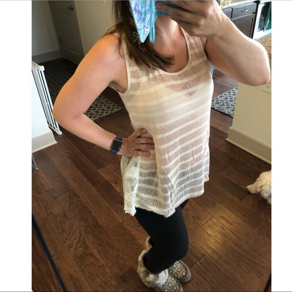 NWT Cream/White Tie Back Tank